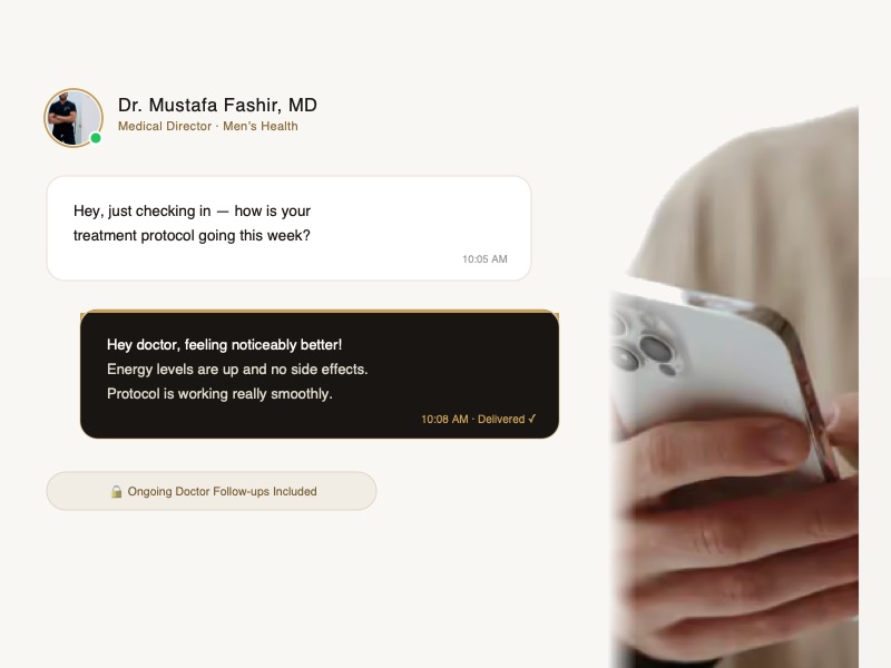 Patient thriving with ongoing doctor check-ins and clinical support